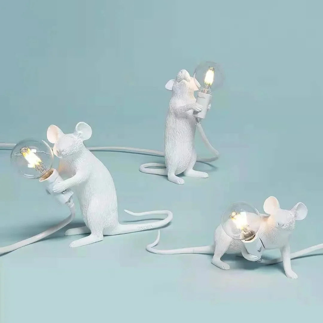 Table Lamp Mouse Figurine Warm & White Light