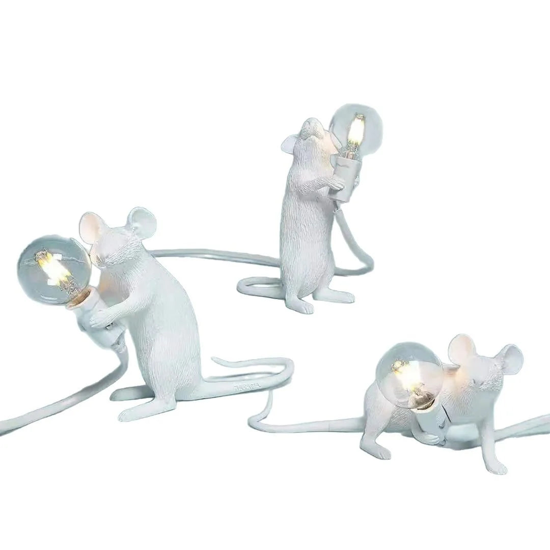 Table Lamp Mouse Figurine Warm & White Light