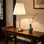 Table Lamp Pleated Shade Pull Chain Switch Weighted Base