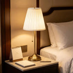 Table Lamp Pleated Shade Pull Chain Switch Weighted Base