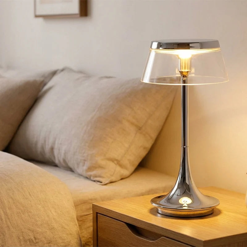 Table Lamp Rechargeable LED Stepless Dimming Metal Base