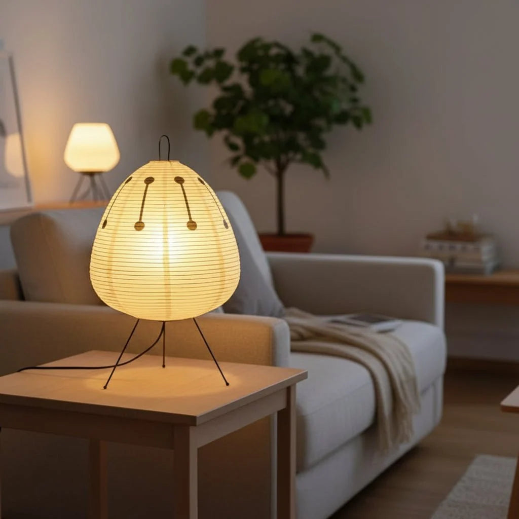 Table Lamp Rice Paper Shade Soft Glare-Free Lighting