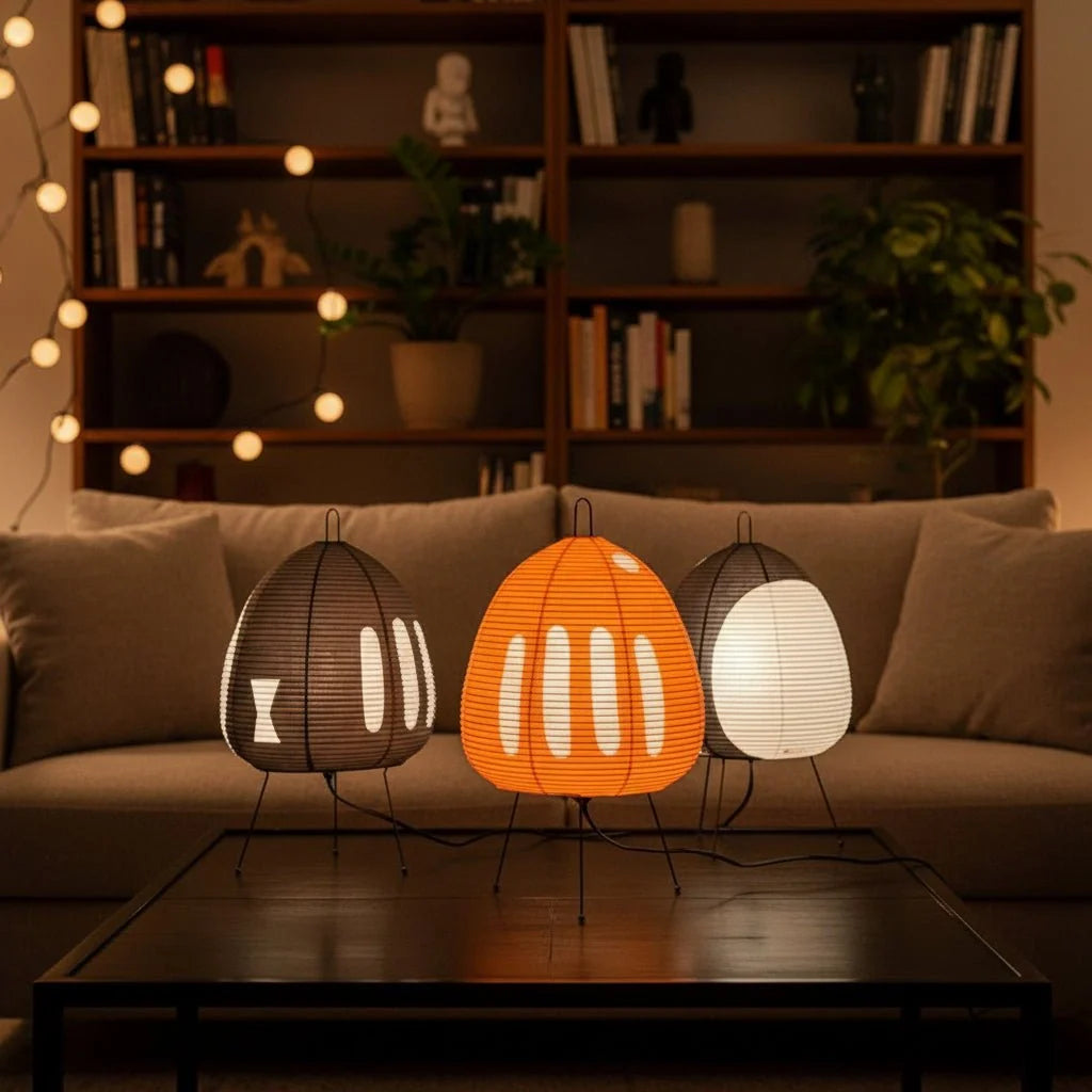 Table Lamp Rice Paper Shade Soft Glare-Free Lighting