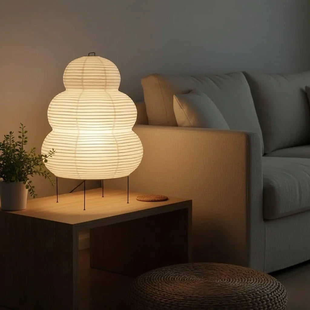 Table Lamp Rice Paper Shade Soft Glare-Free Lighting