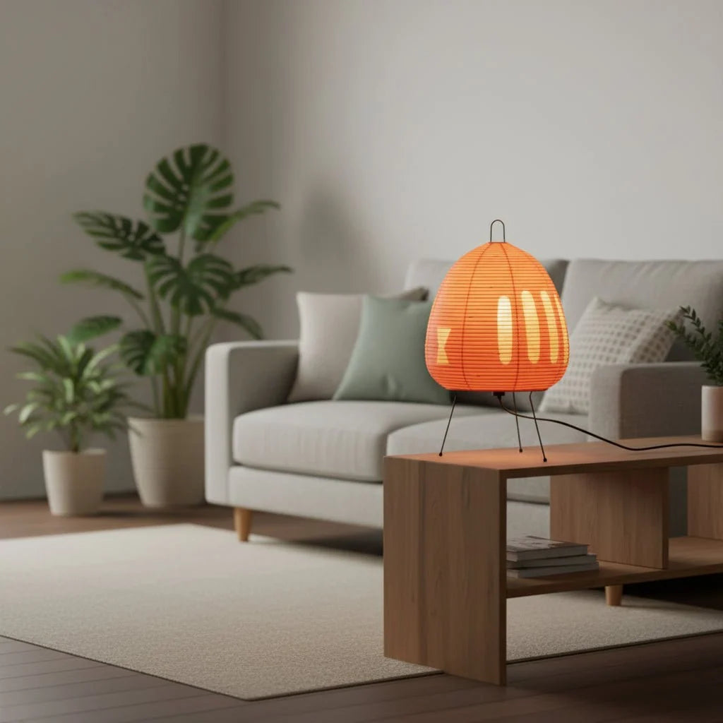 Table Lamp Rice Paper Shade Soft Glare-Free Lighting