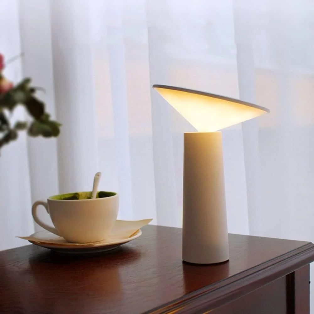Table Lamp Rotating Shade Adjustable Brightness Rechargeable