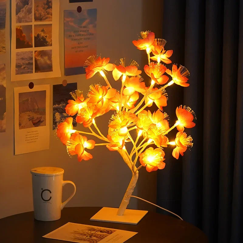 Table Lamp Tree-Inspired Warm White LED USB-Powered