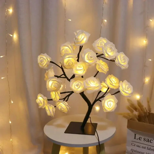 Table Lamp Tree-Inspired Warm White LED USB-Powered