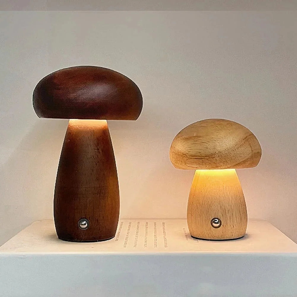 Table Lamp Wooden Cordless USB-Rechargeable Dimmable