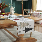 Table Runner Embroidered Christmas Trees & Snowflakes Wrinkle-Resistant Fabric