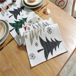 Table Runner Embroidered Christmas Trees & Snowflakes Wrinkle-Resistant Fabric