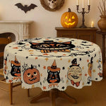Tablecloth Round Polyester Halloween Designs Foldable for Storage