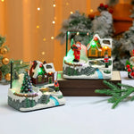 Tabletop Christmas Cottage LED Rotating Plug-In