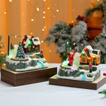 Tabletop Christmas Cottage LED Rotating Plug-In