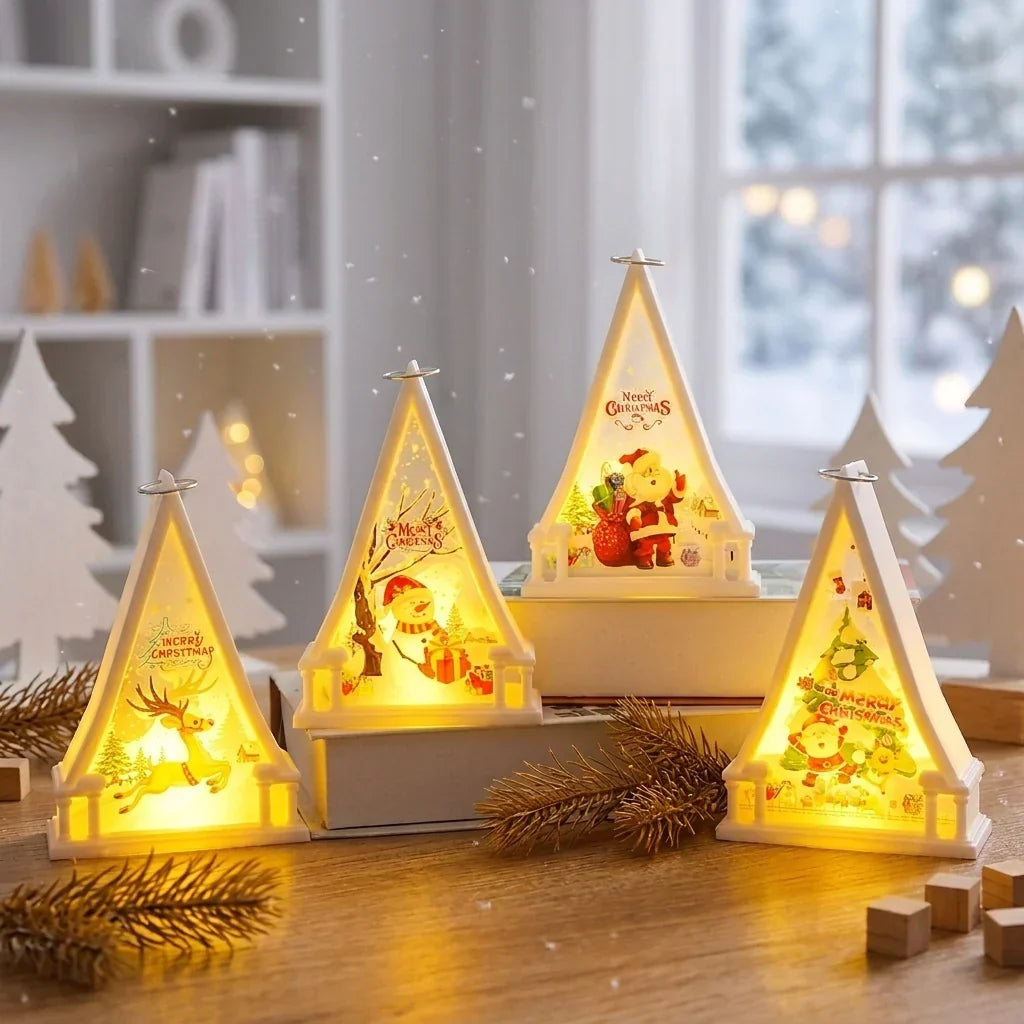Tabletop Christmas Lantern Transparent Reindeer Warm Glow