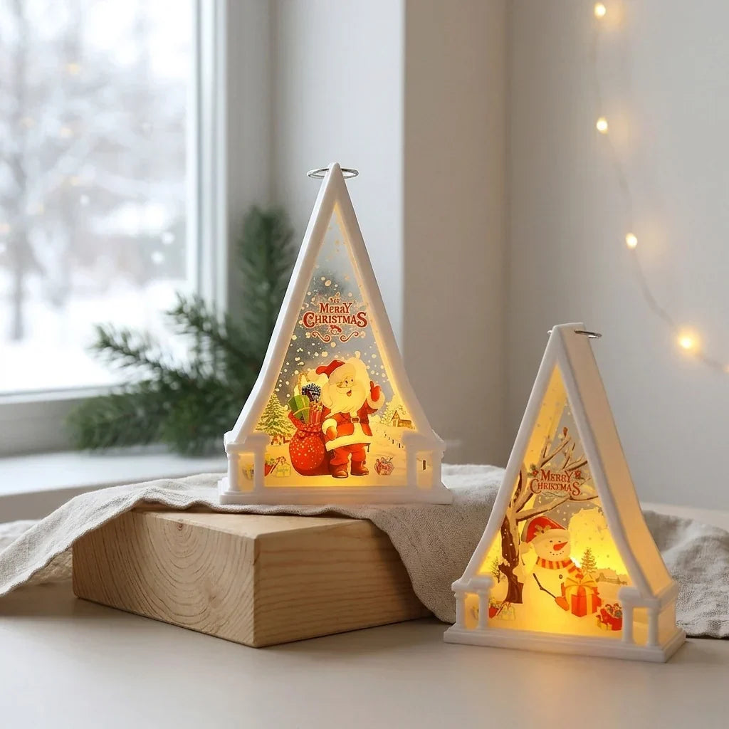 Tabletop Christmas Lantern Transparent Reindeer Warm Glow