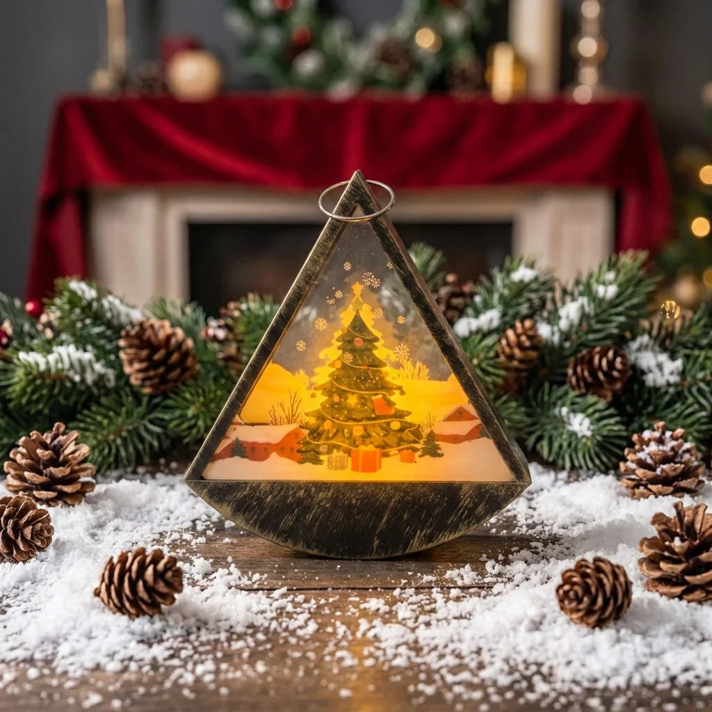Tabletop Christmas Light Santa Scene Warm White LED