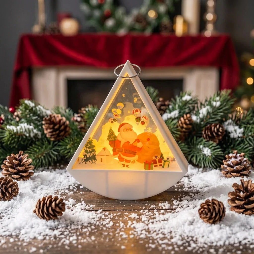 Tabletop Christmas Light Santa Scene Warm White LED