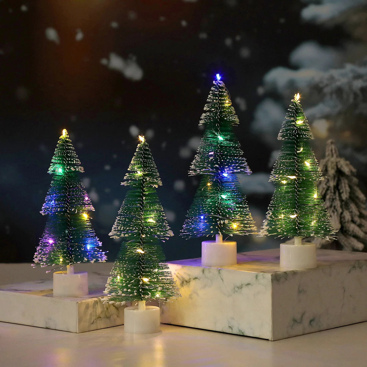 Tabletop Christmas Tree Prelit Warm LED Durable Plastic