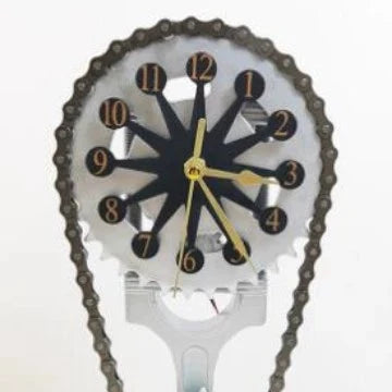 Tabletop Clock Rotating Gears USB Powered Industrial Design