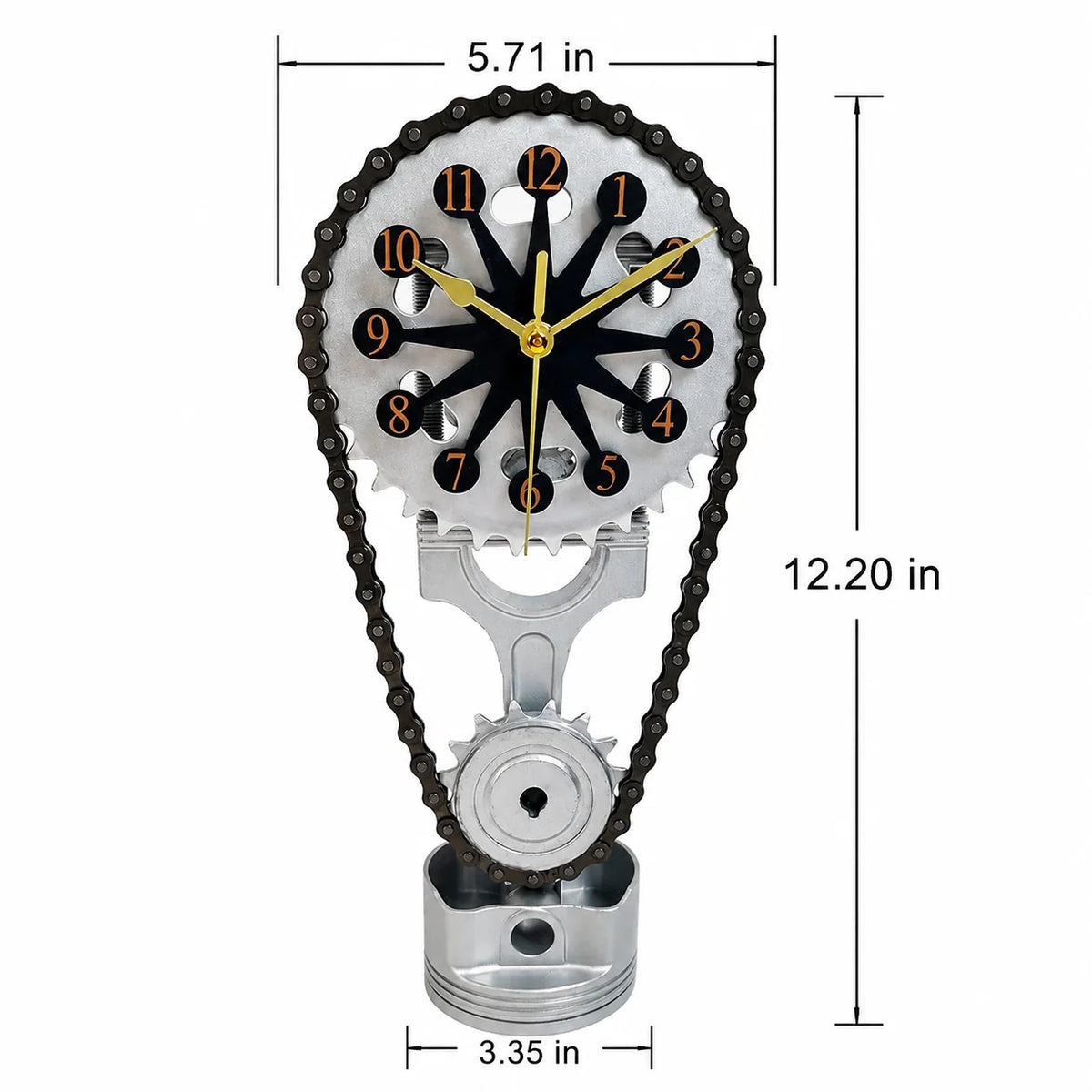 Tabletop Clock Rotating Gears USB Powered Industrial Design