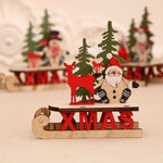 Tabletop Figurine Wooden Santa & Reindeer