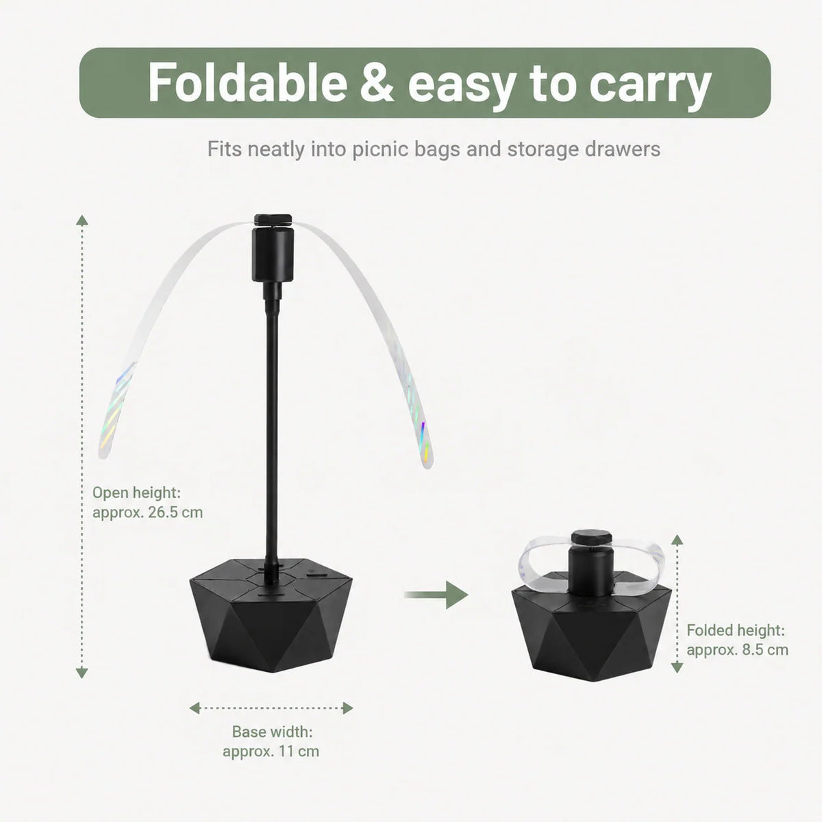 Tabletop Fly Deterrent Fan Quiet USB & Battery