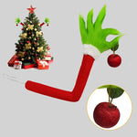 Tabletop Hand Figurine Plush Green Faux Fur Red Glove