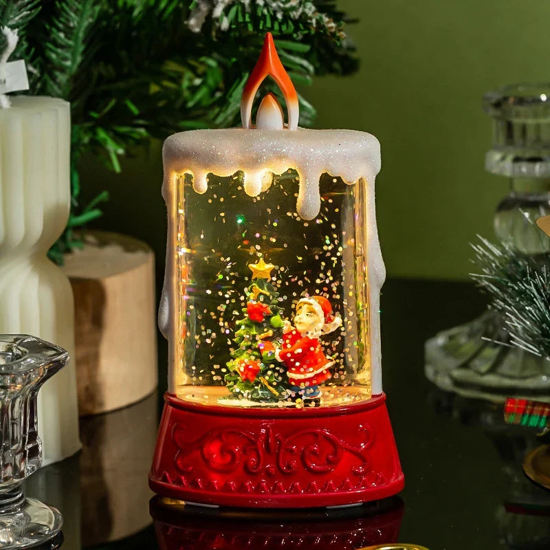 Tabletop Lantern Sparkling LED Santa & Tree