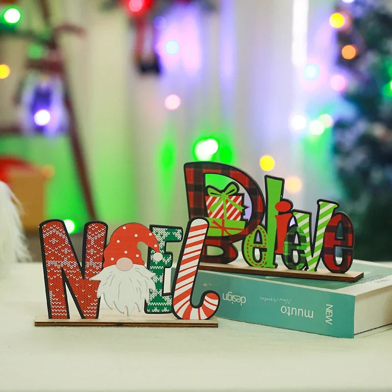 Tabletop Noel Decoration Wooden Christmas Motifs