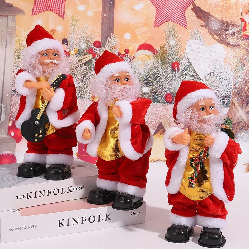 Tabletop Santa Figurine Realistic Design Soft Fabric Trim