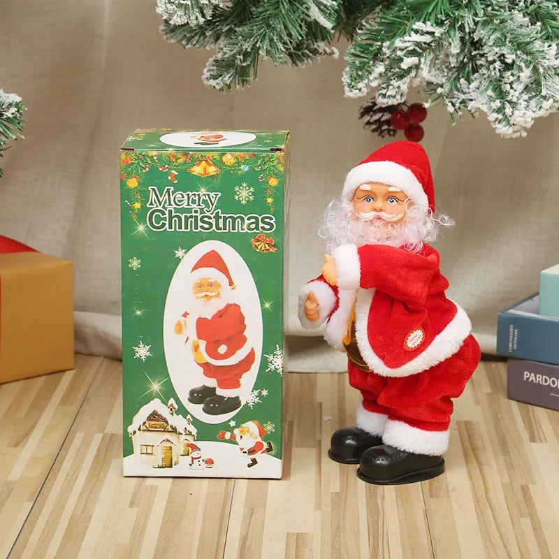 Tabletop Santa Figurine Realistic Design Soft Fabric Trim