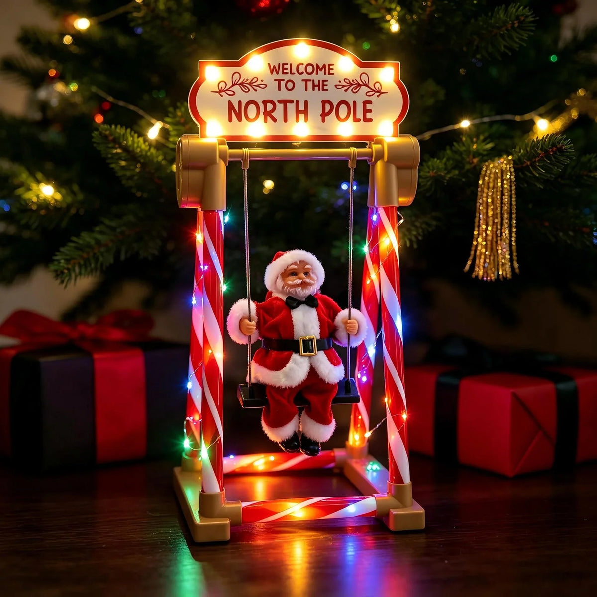 Tabletop Santa Figurine Swinging Design Durable 19.7 Inches