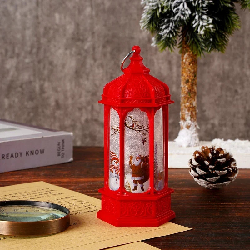 Tabletop Snow Lantern Rotating Scene Battery Powered Warm LED
