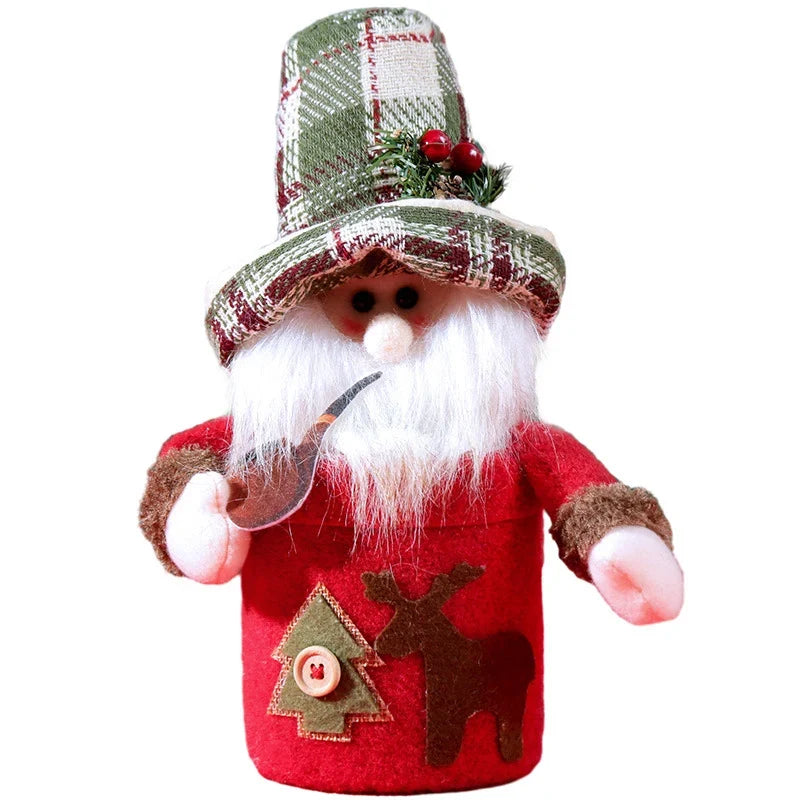 Tabletop Snowman Decoration Heart Pattern & Striped Scarf