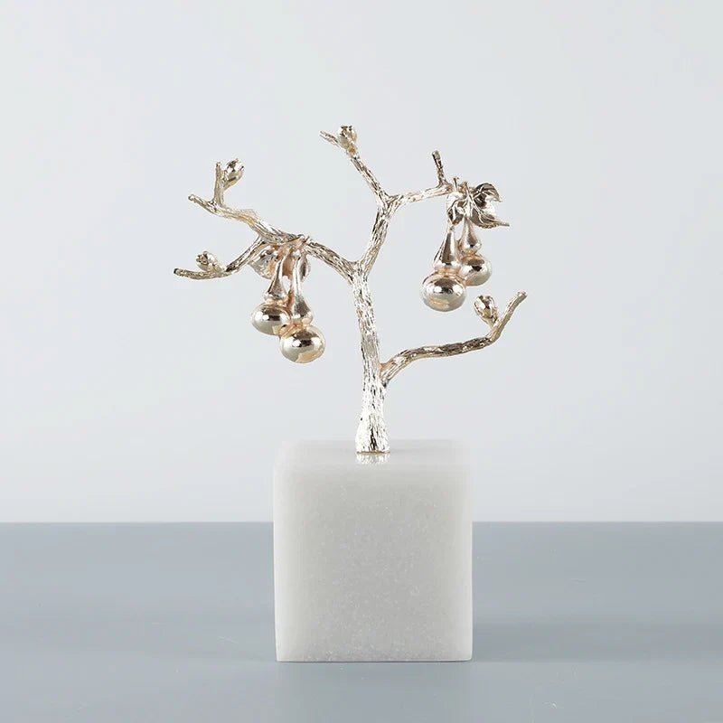 Tabletop Tree Sculpture Gold Finish & Silver Accents