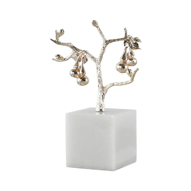 Tabletop Tree Sculpture Gold Metal Compact Size