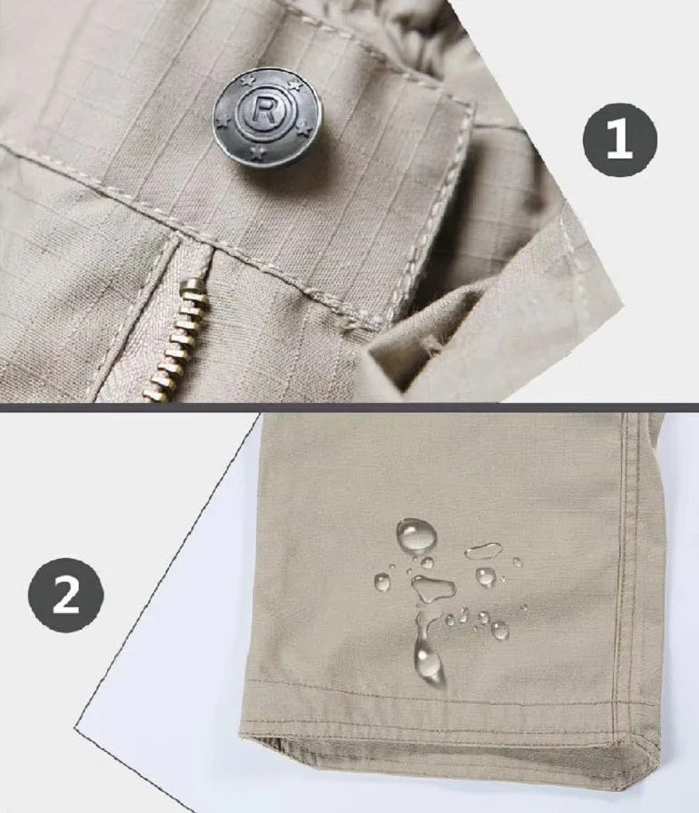Tactical Hiking Trousers Water-Resistant Zipper & Velcro Pockets