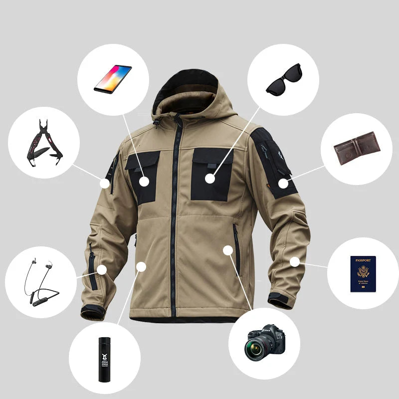 Tactical Jacket 5-in-1 Waterproof & Windproof Stretch Nylon