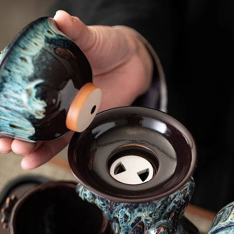 Tea Ceremony Set Porcelain Rotating Waterwheel Semi-Automatic Pour