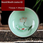 Tea Cup Hand-Painted Celadon Porcelain 2.4 Oz Capacity