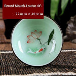 Tea Cup Hand-Painted Celadon Porcelain 2.4 Oz Capacity