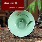 Tea Cup Hand-Painted Celadon Porcelain 2.4 Oz Capacity