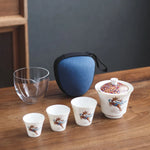Tea Cup Set Japanese Winter Design Ceramic
