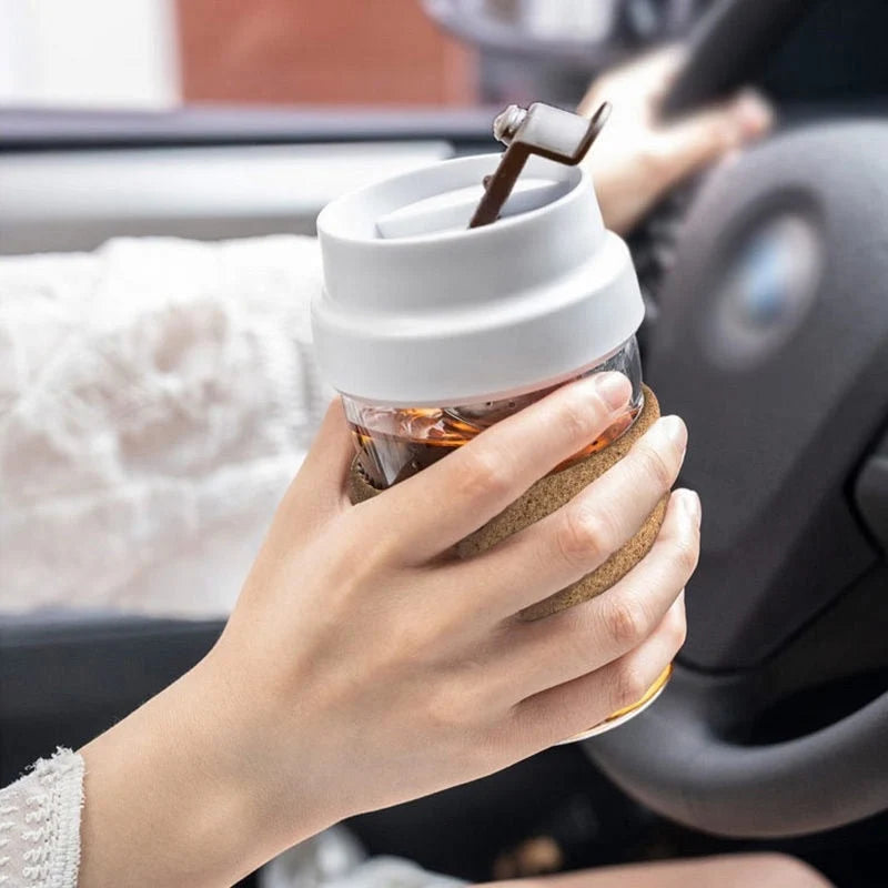 Tea Infuser Cup Magnetic Glass With Cork Holder