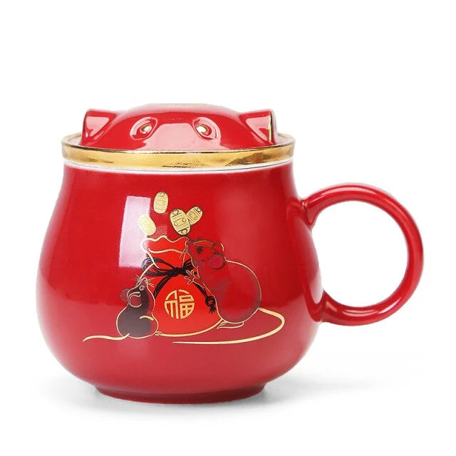 Tea Infuser Cup Porcelain With Lid & Infuser
