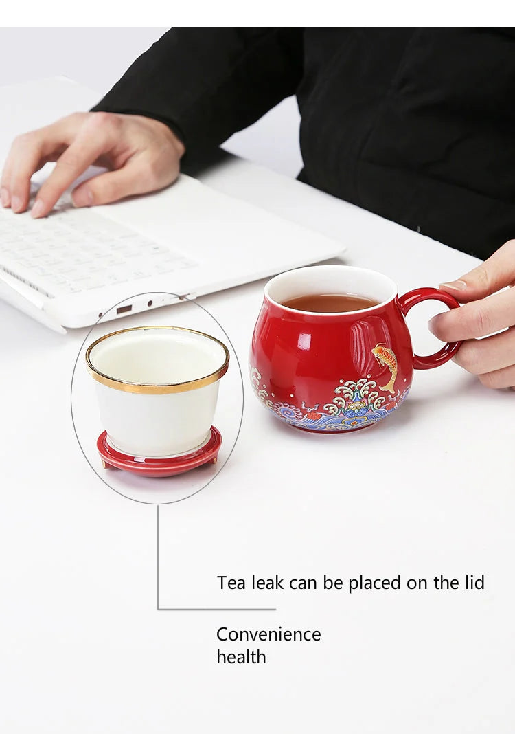 Tea Infuser Cup Porcelain With Lid & Infuser