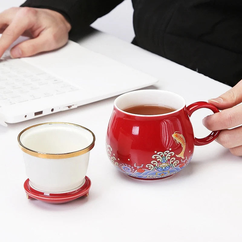 Tea Infuser Cup Porcelain With Lid & Infuser
