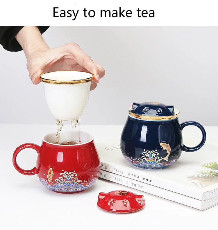 Tea Infuser Cup Porcelain With Lid & Infuser