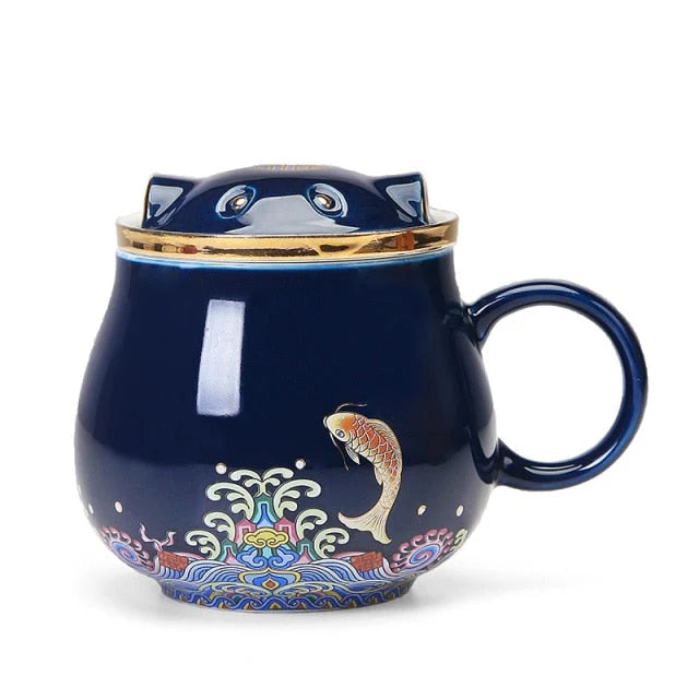 Tea Infuser Cup Porcelain With Lid & Infuser